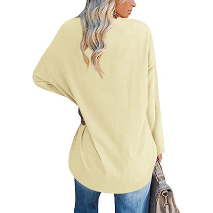 Dames T-shirt Lange Mouwen Oversized Casual V-hals