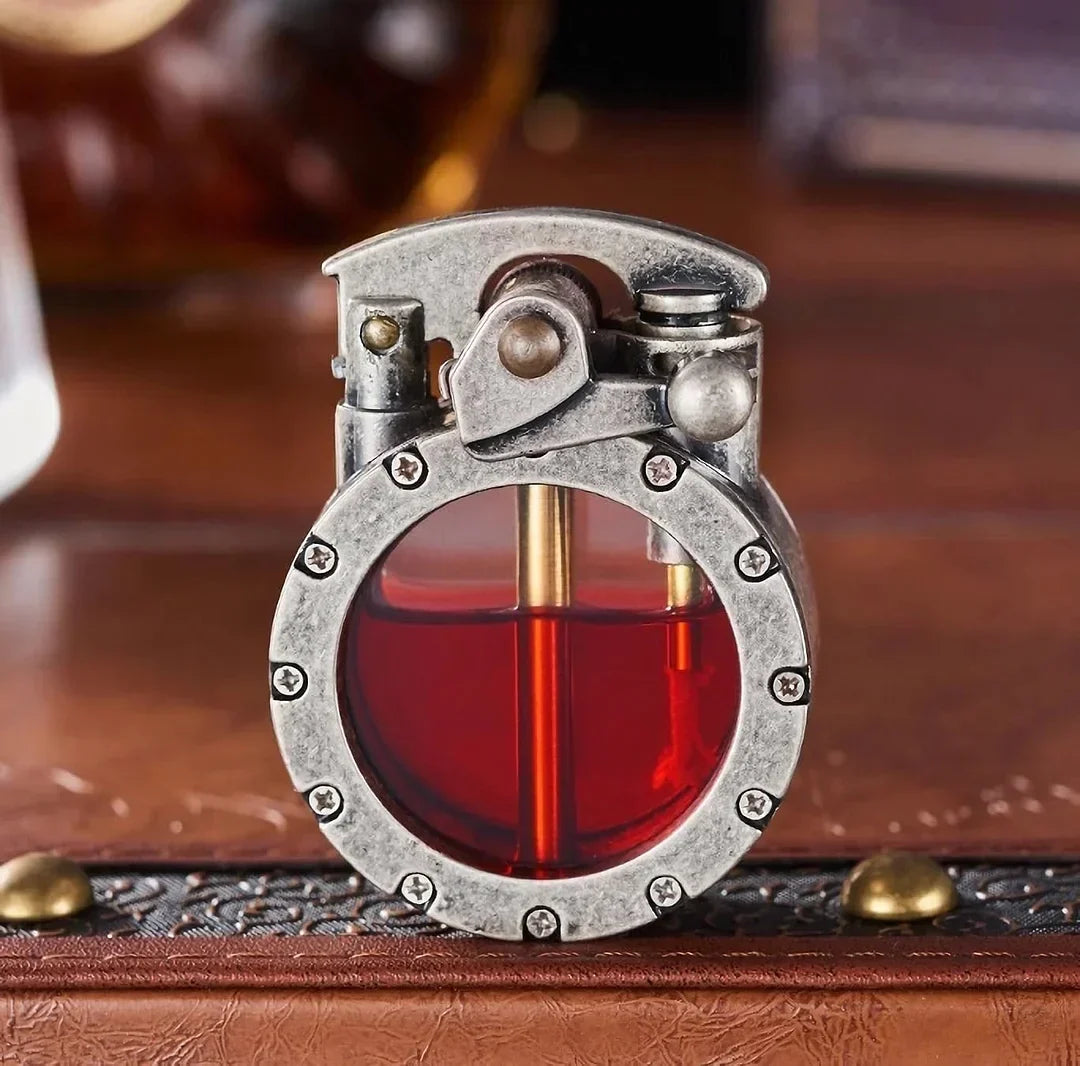 Kerosine Aansteker Vintage Metaal Navulbaar Met Kijkvenster Design