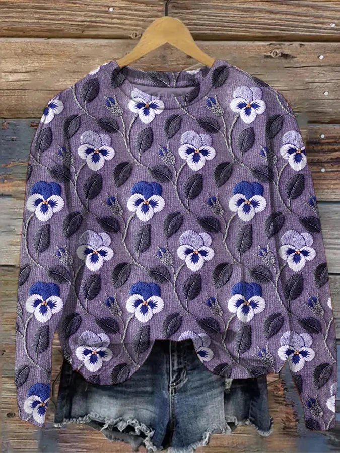 Vrouwelijk Sweatshirt Bloemenprint Zacht en Comfortabel