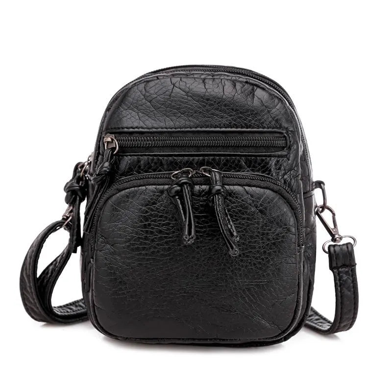 Compacte Schoudertas Dames Leer Elegant Design Bruin Zwart Handtas Crossbody Draagtas Dagelijks Gebruik
