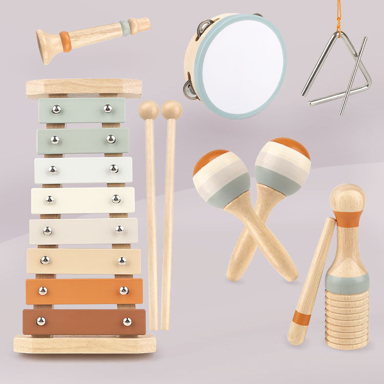 Montessori Muziekinstrumentenset voor Peuters – Educatief Speelgoed met Xylofoon, Tamboerijn, Shaker & Trommel