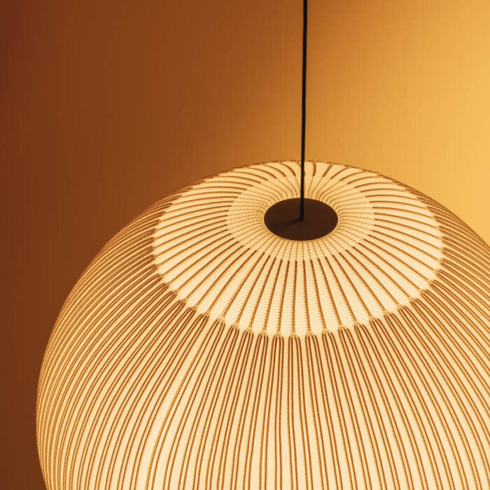 Japandi Hanglamp 3D Lycra 45 cm Beige Eettafel Woonkamer Dimbare LED Hanglamp Scandinavische Verlichting Interieur