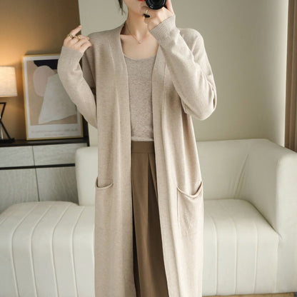 Dames Gebreide Vest Lange Stijl Trendy Kleding