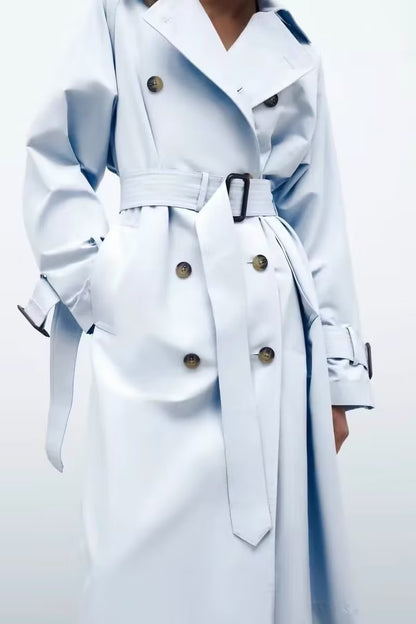 Dames Trenchcoat Lange Voorjaarsjas met Ceintuur Trendy Look