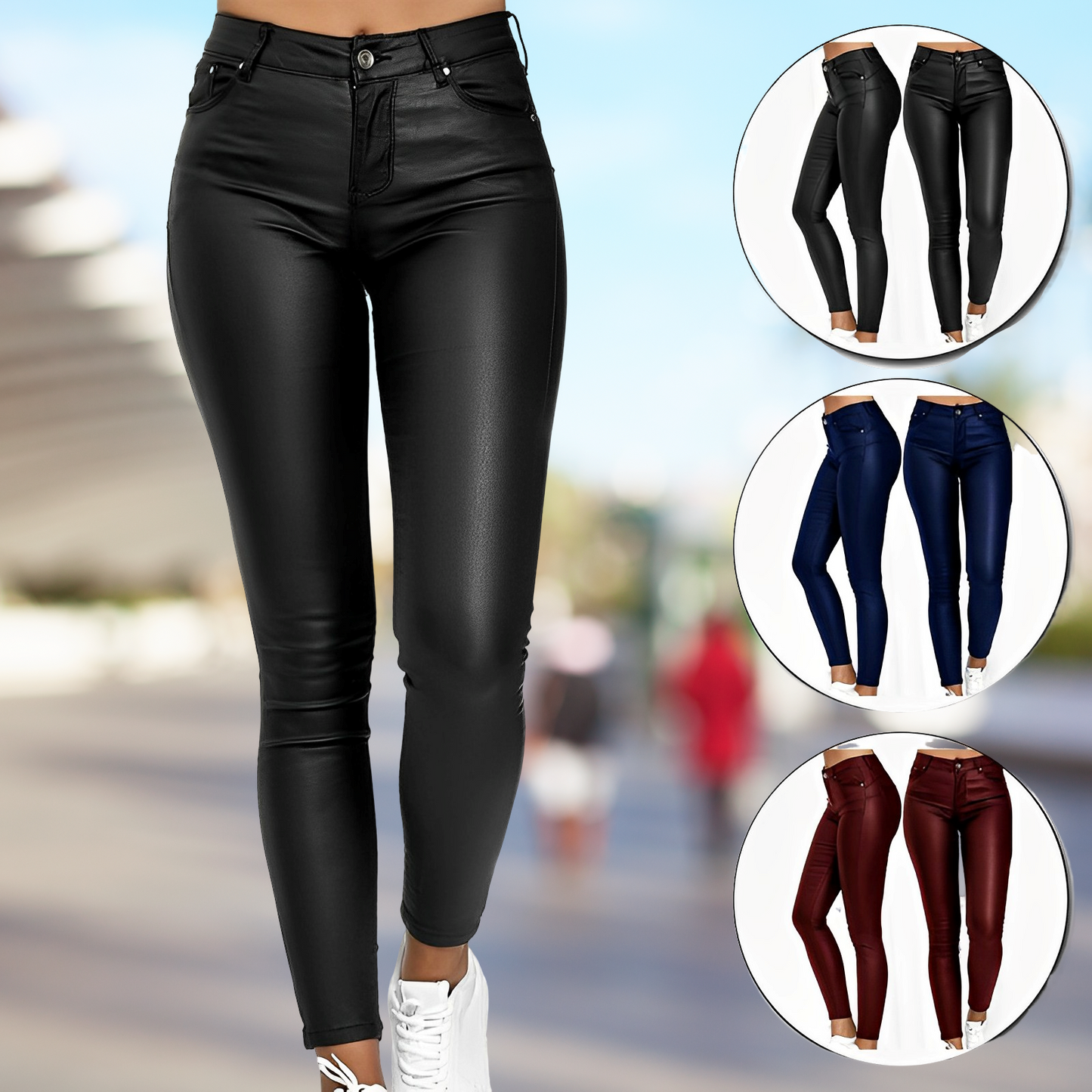 Dames Leren Broek – Slim Fit Leren Jeans Stijlvol en Trendy