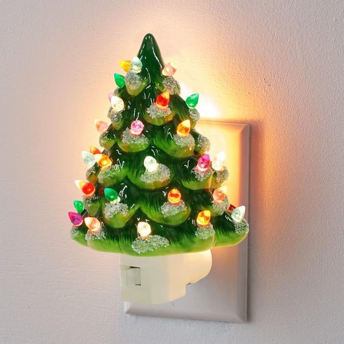 Decoratieve Verlichte Kerstboom Nachtlamp Warmwit LED Sfeerverlichting Hars voor Kerstdecoratie Slaapkamer Woonkamer
