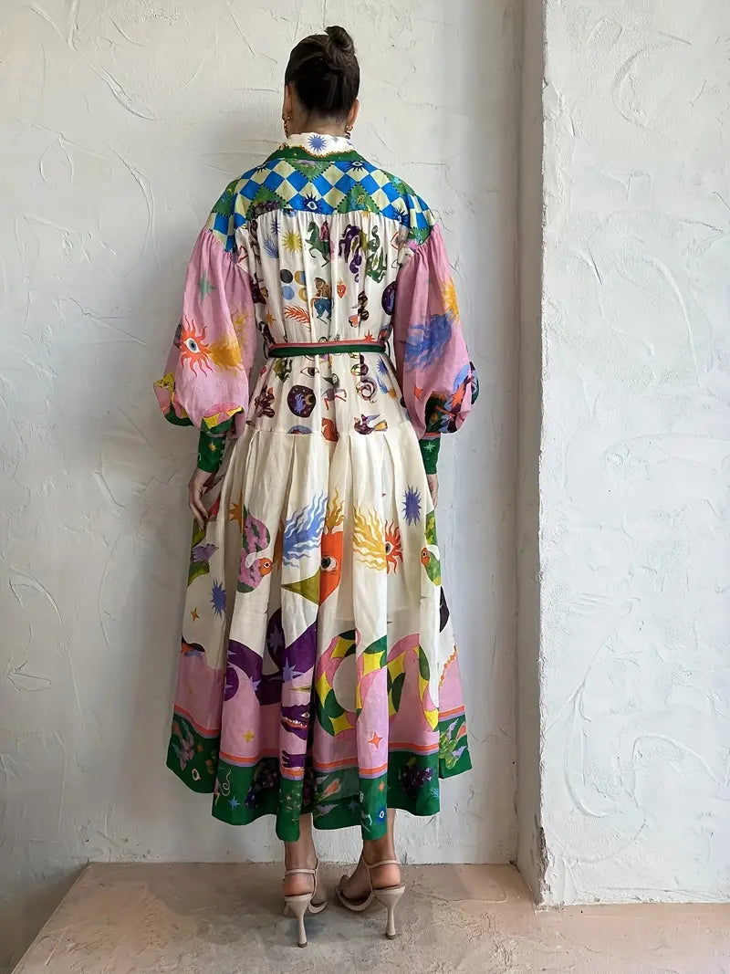 Maxi Jurk Abstracte Print Vrouwelijke Zomerjurk