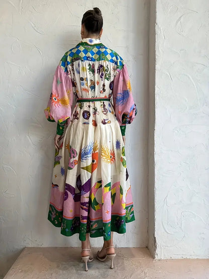 Maxi Jurk Abstracte Print Vrouwelijke Zomerjurk