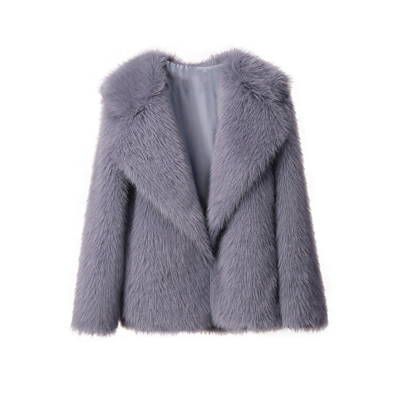 Dames Faux Fur Jas Zomer Trendy Grote Kraag