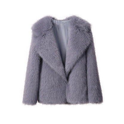 Dames Faux Fur Jas Zomer Trendy Grote Kraag
