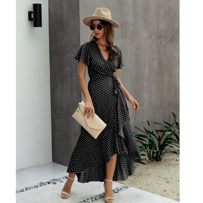 Zomerjurk Gebloemd Met Ruffles en V Hals