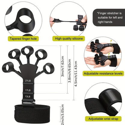 Handtrainer Set 5-in-1 voor Sterke Vingers en Onderarmen – Verstelbaar met Trainingsring en Kneedbal
