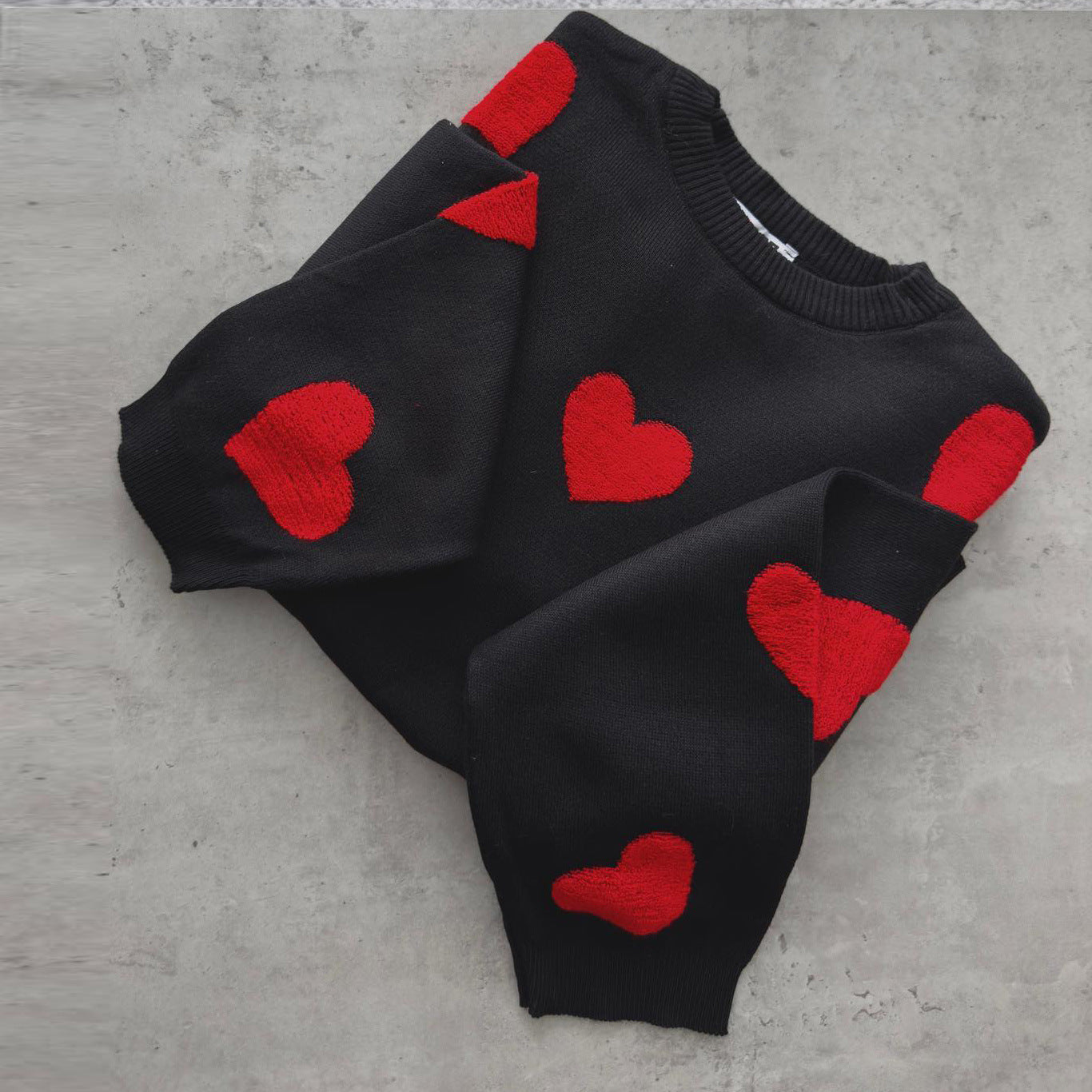 Dames Trui Gebreid met Harten Stijlvol Rood