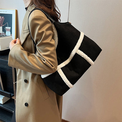 Dames Suède Shopper Warm en Stijlvol Teddy Look