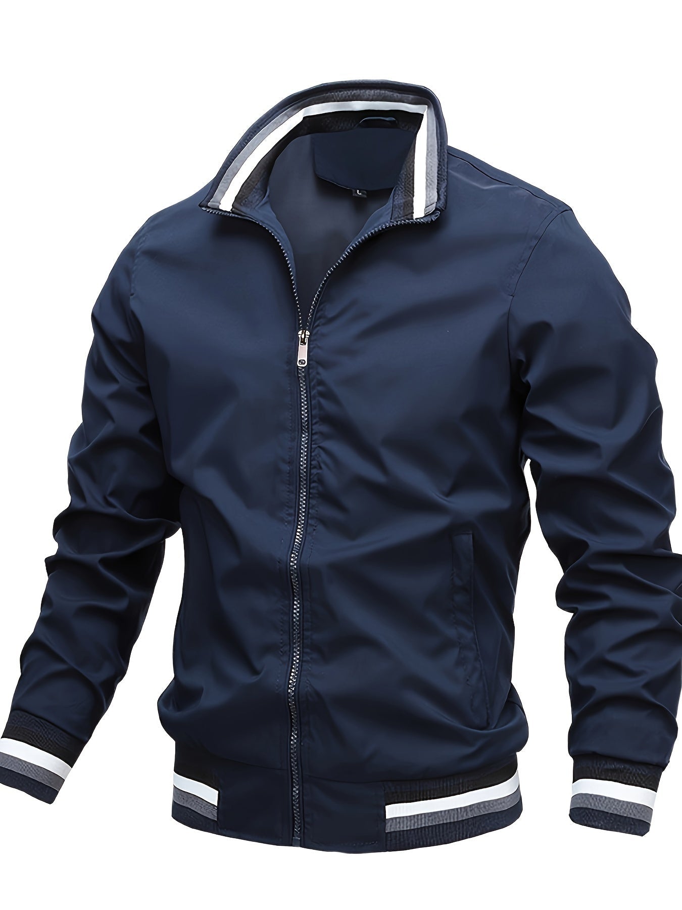 Herfst Winter Jas Polyester Effen Donkerblauw Casual
