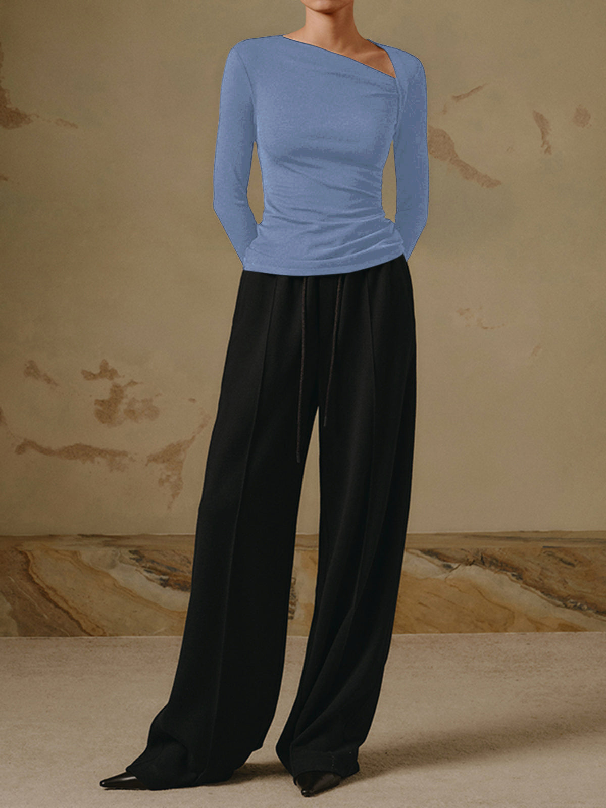 Dames Top Lange Mouwen Asymmetrische Klassieke Stijl