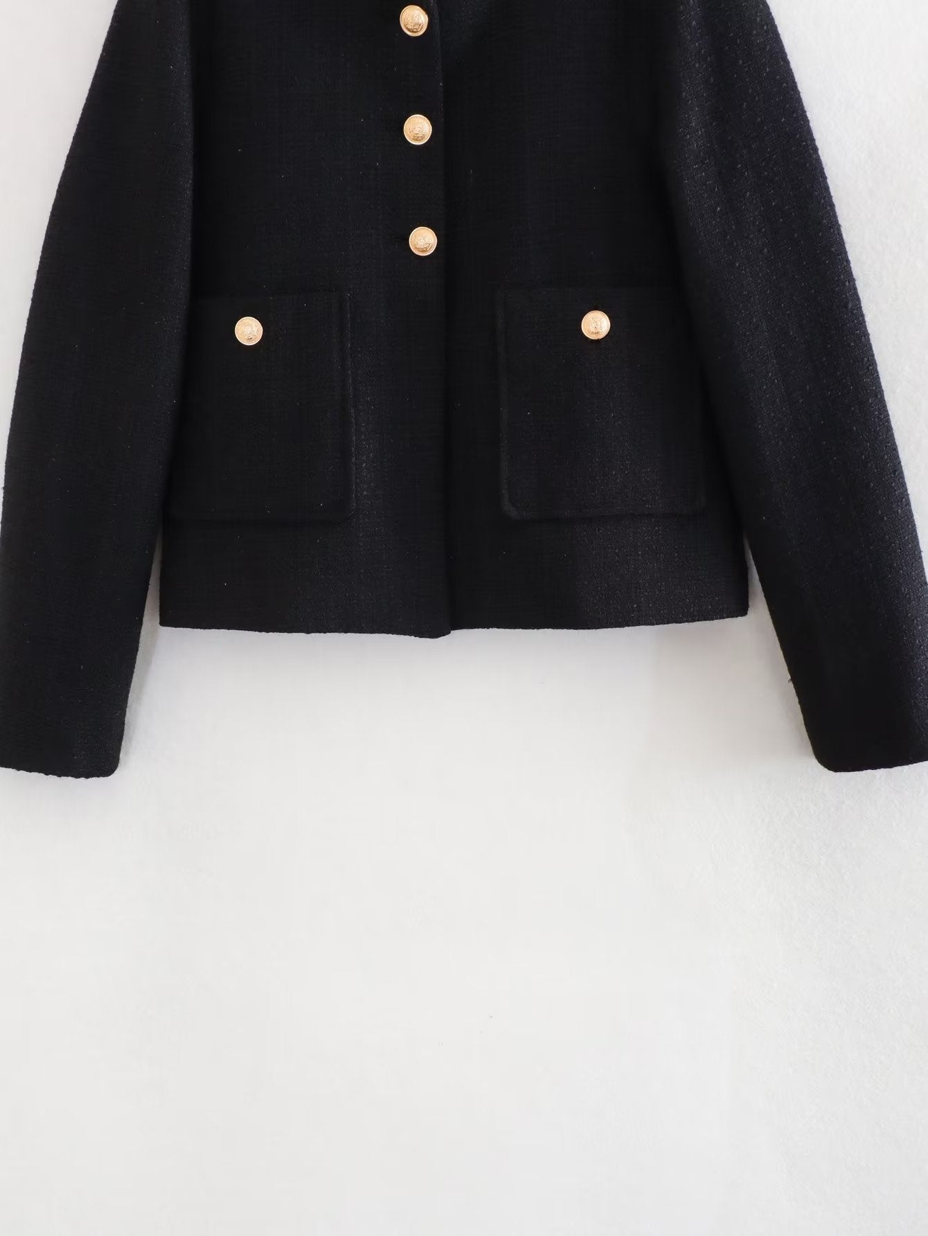 Dames Jas Bouclé Luxe Gouden Knopen