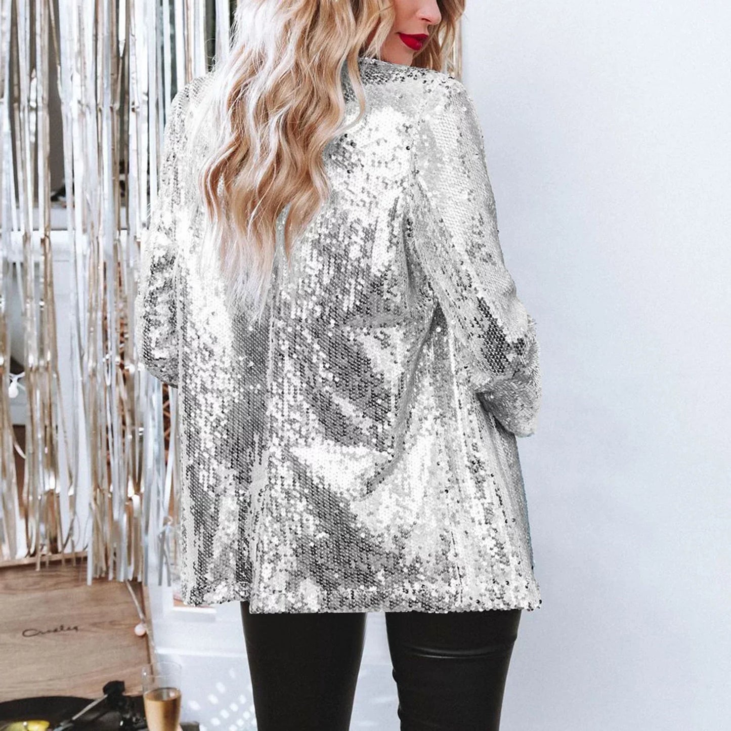 Glitter Jasje voor Vrouw Feestelijk Blazer met Pailletten