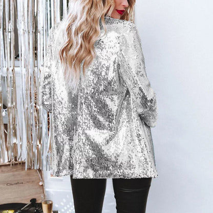 Glitter Jasje voor Vrouw Feestelijk Blazer met Pailletten