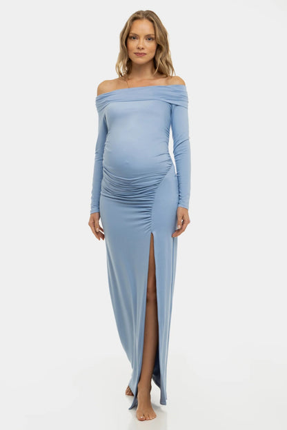 Zwangerschapsjurk Maxi Off Shoulder Elegante Zomerjurk voor Dames