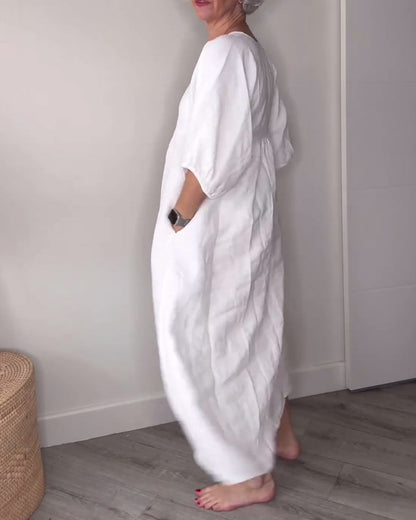 Vrouwelijke V-Hals Jurk Casual Stijl