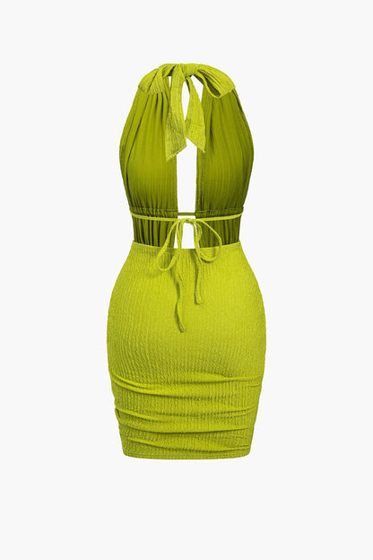 Zomerjurk voor Vrouw Rimpel Jurk Rugloos Minikleed
