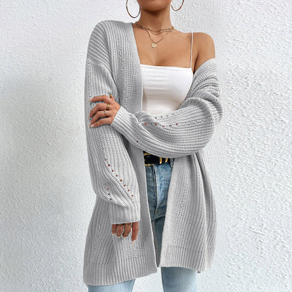 Dames Gebreide Vest Lang Model Warm en Stijlvol