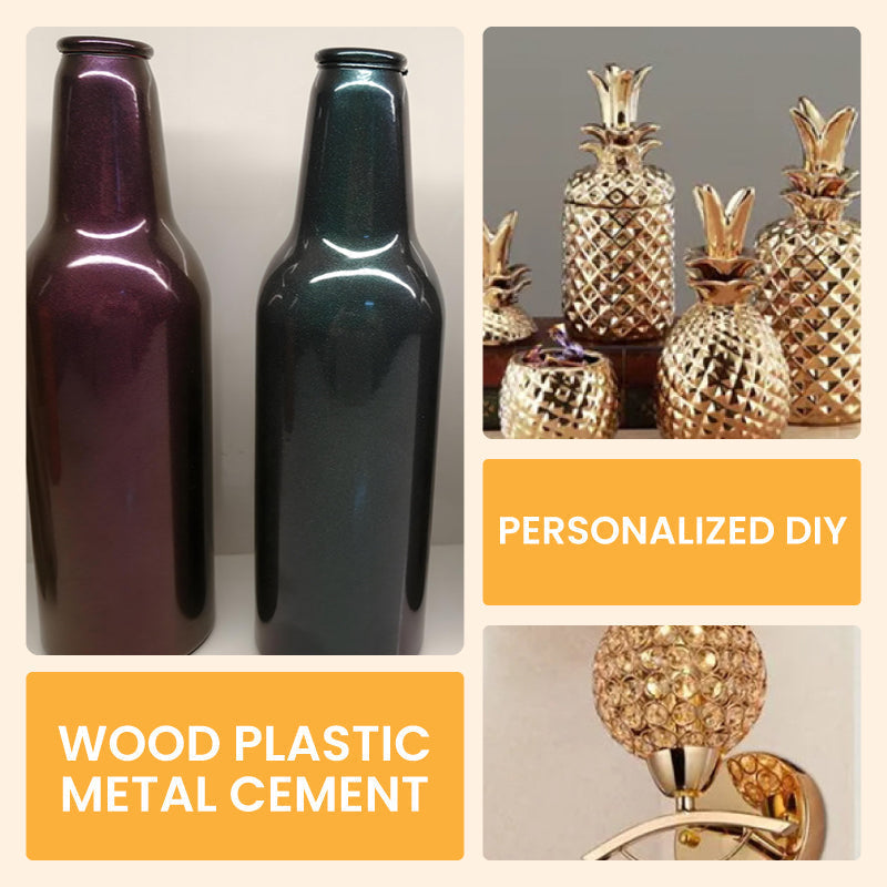 Metallic Bladverf met Penseel – Premium Goud en Zilver Metaaleffect voor Creatieve Projecten – Waterbasis Decoratieverf 200g