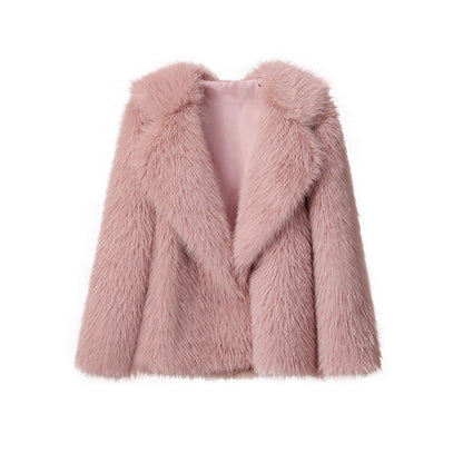 Dames Faux Fur Jas Zomer Trendy Grote Kraag