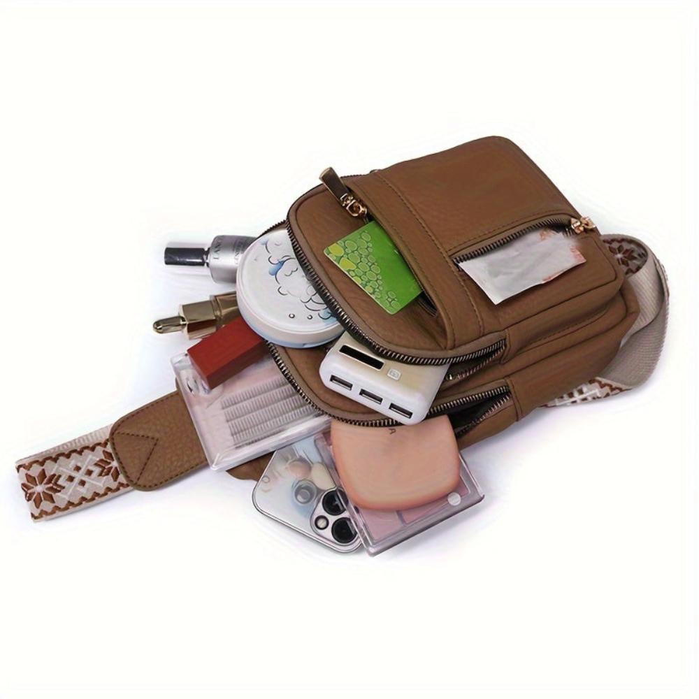 Vintage Crossbody Schoudertas Leer met Vakken voor Vrije Tijd Sport Retro Dagelijks Gebruik Dames Handtas