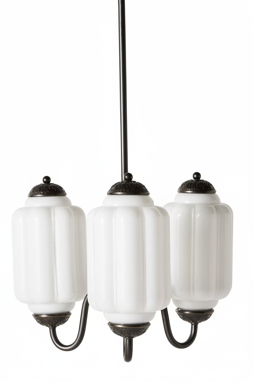 Vintage Melkglazen Hanglamp met Gegolfde Rand – Scandinavische Sfeerverlichting voor Keuken en Slaapkamer