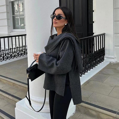 Dames Wollen Jas Oversized met Knoopsluiting en Luxe Voering