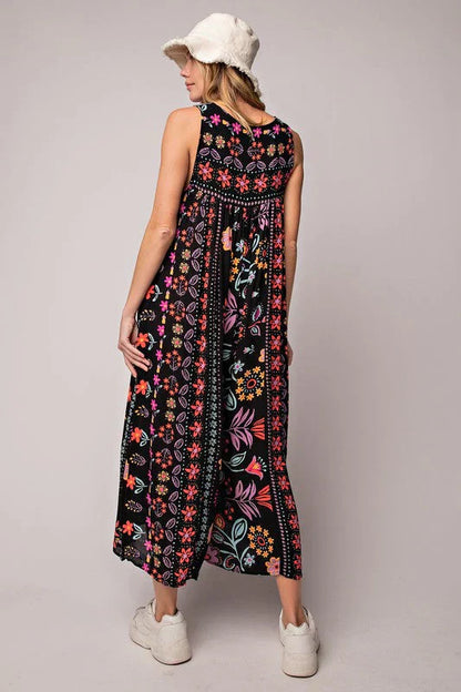 Jumpsuit Vrouw Bloemenprint Zomerjurk Vintage Look
