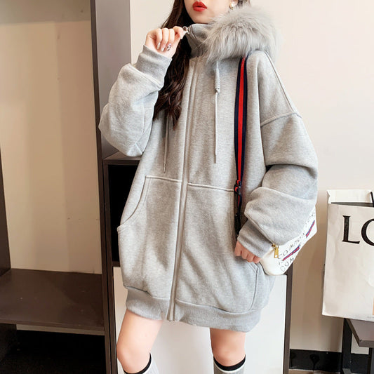 Dames Hoodie Oversized Zachte Kraag met Rits - StudioMarella