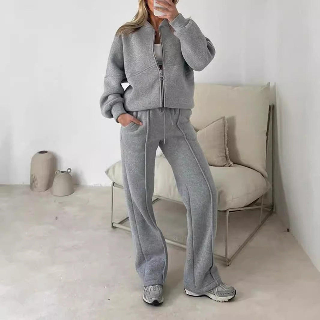 Dames Trainingsoutfit Sportief met Ritsvest en Wijde Joggingbroek - StudioMarella