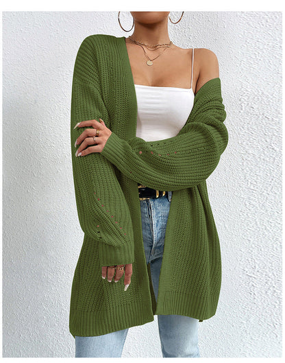 Dames Gebreide Vest Lang Model Warm en Stijlvol