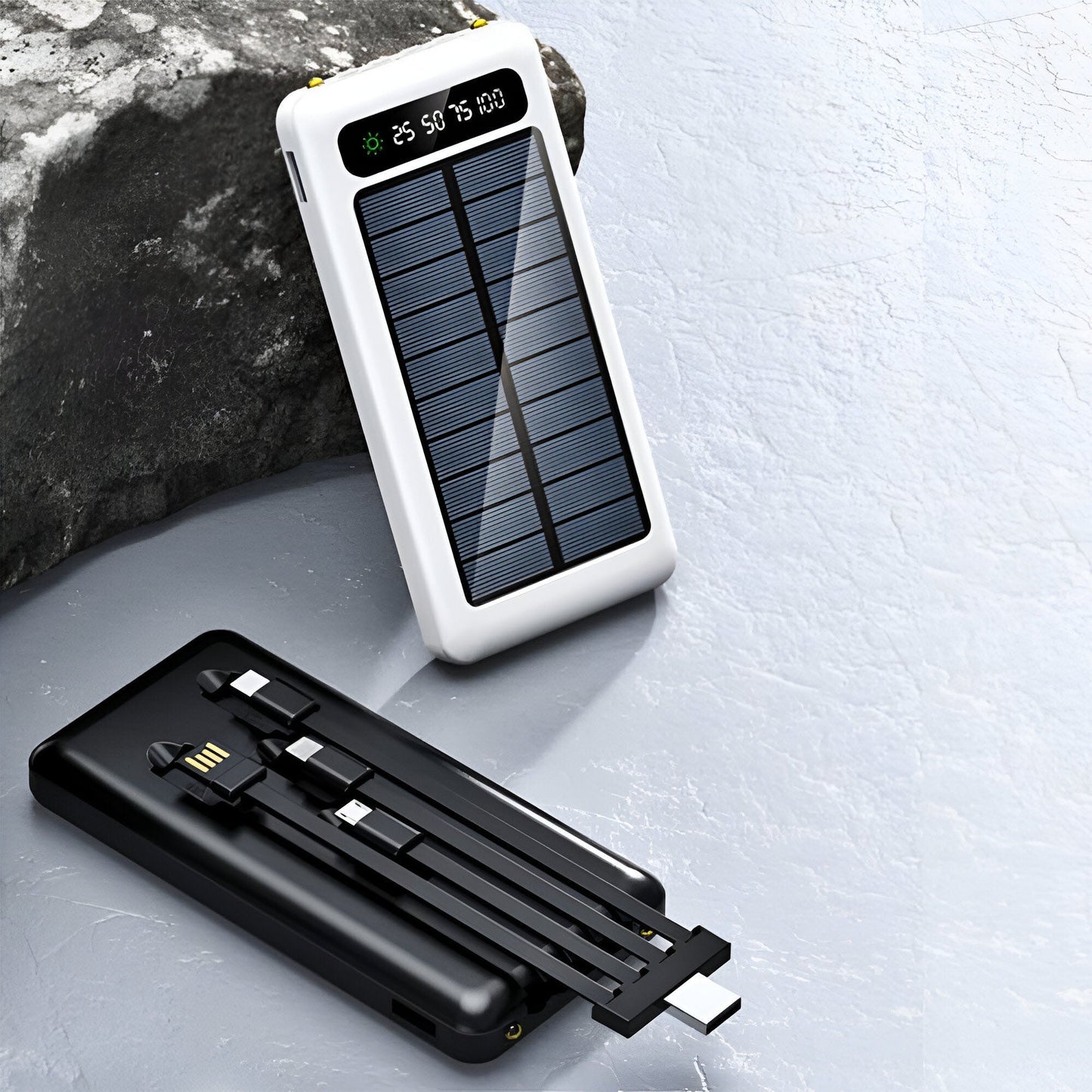 Draagbare Zonne-Energiebank 20.000mAh Externe Accu met LED-Display voor Smartphones Tablets Camping Reis Outdoor Opladen USB