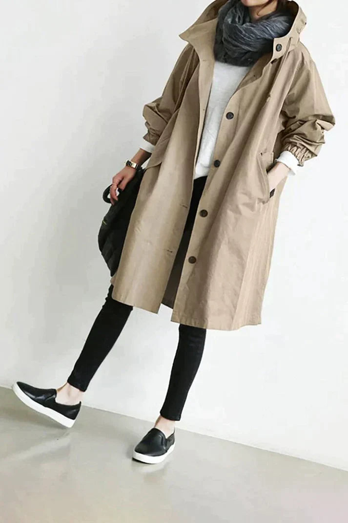 Dames Trenchcoat Waterdicht met Capuchon Regenjas