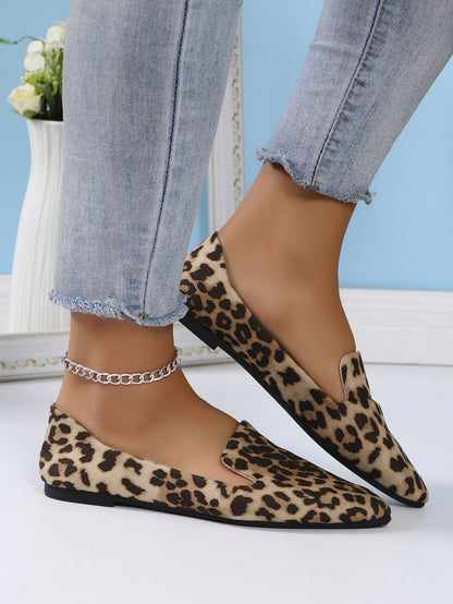 Dames Ballerina's Comfortabele Panterprint Puntneus Schoenen
