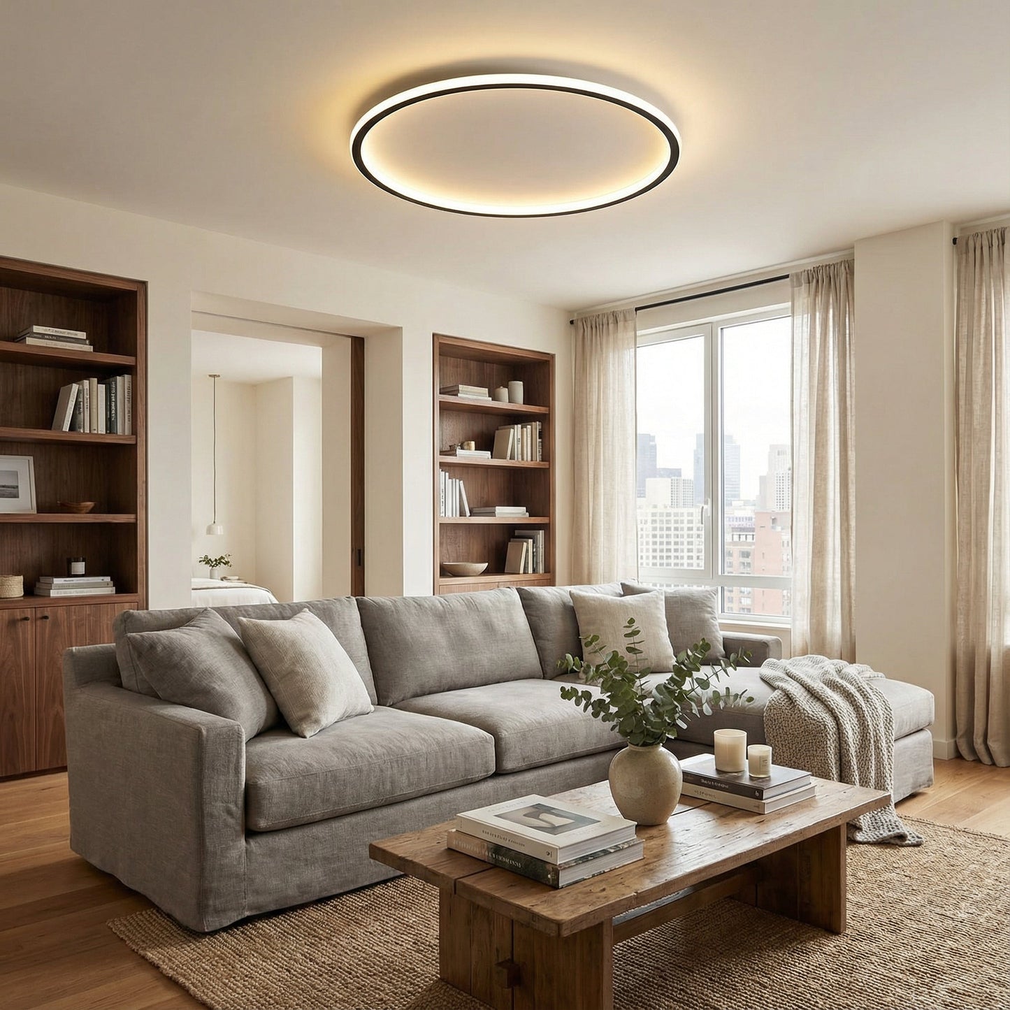 Sansoti | Scandinavische Ronde Plafondlamp – Warm LED Designverlichting