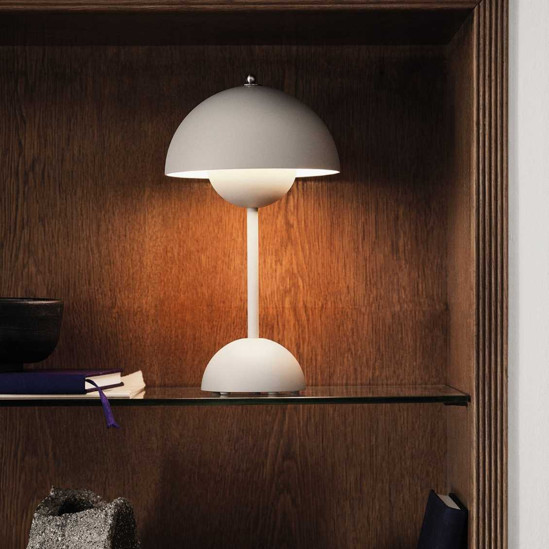 Tafellamp paddenstoel LED USB oplaadbaar draadloos nachtkastje bureau sfeerlicht interieur