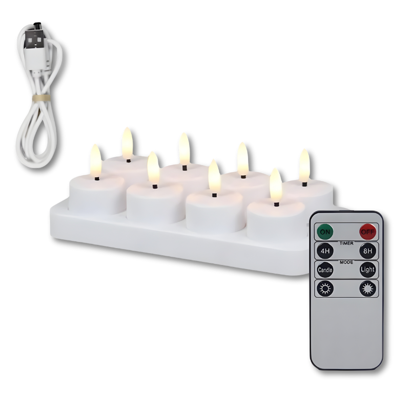 Oplaadbare LED Kaarsen met Afstandsbediening & Timer – Flikkerend Licht