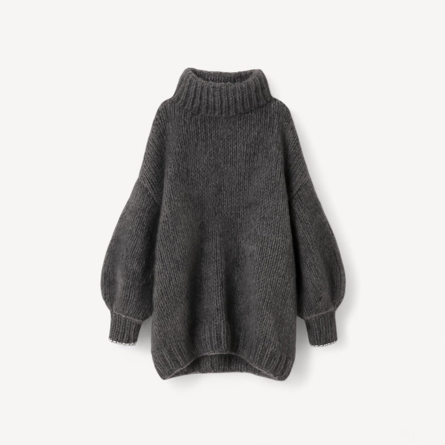 Dames Trui Oversized Gebreid met Hoge Hals en Wijd Mouwen