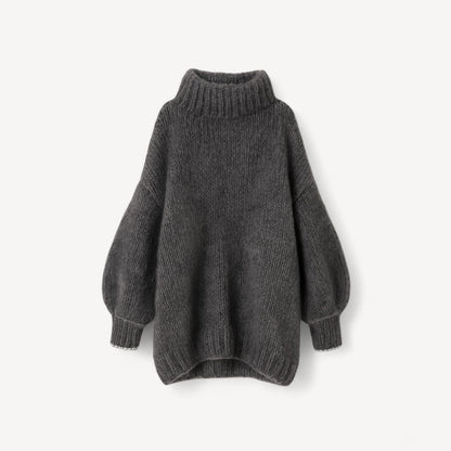 Dames Trui Oversized Gebreid met Hoge Hals en Wijd Mouwen