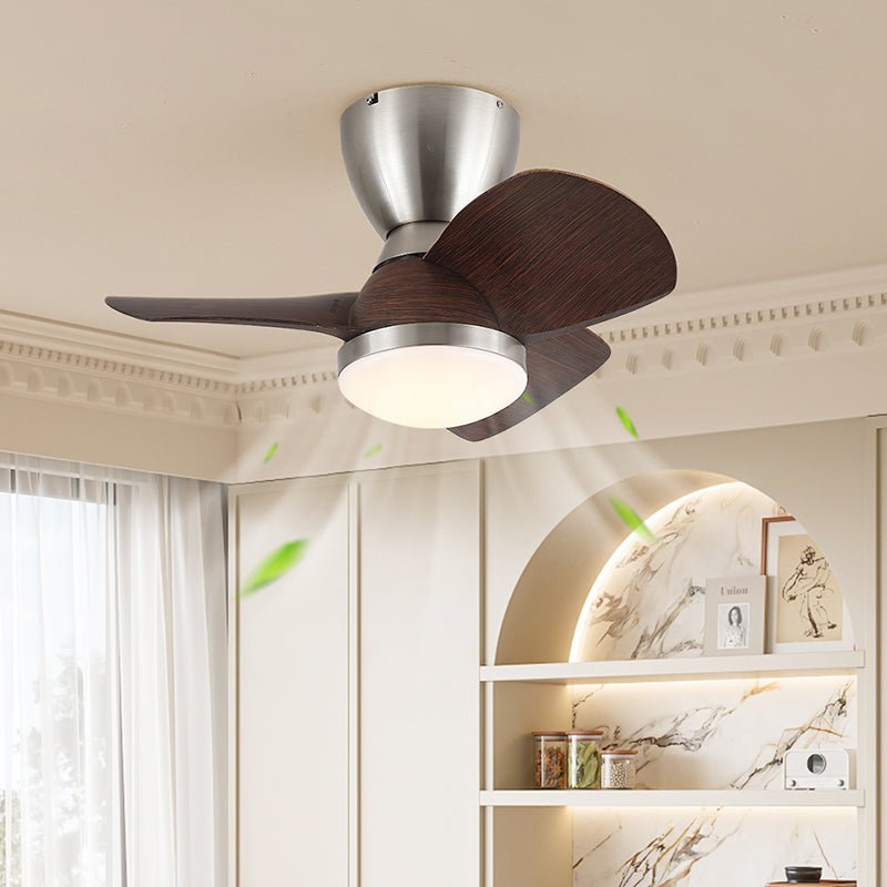 Plafondventilator met Verlichting Elora in Messing en Hout — Minimalistische Ventilator met LED Afstandsbediening