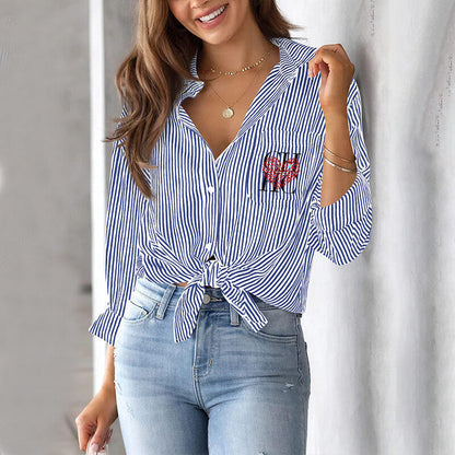 Dames Blouse Gestreept Elegante Kleding voor Werk