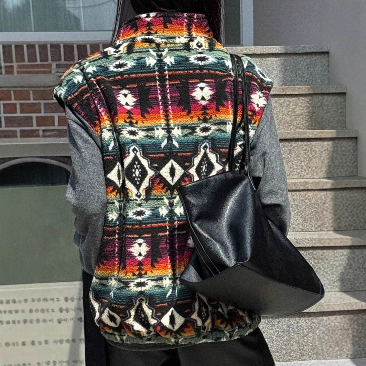 Dames Fleece Bodywarmer Warm Aztec Print Stijlvol