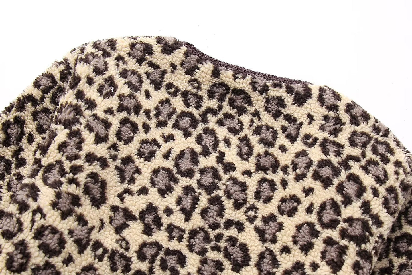 Dames Teddyjas Zacht Leopard Print Stijlvolle Jas