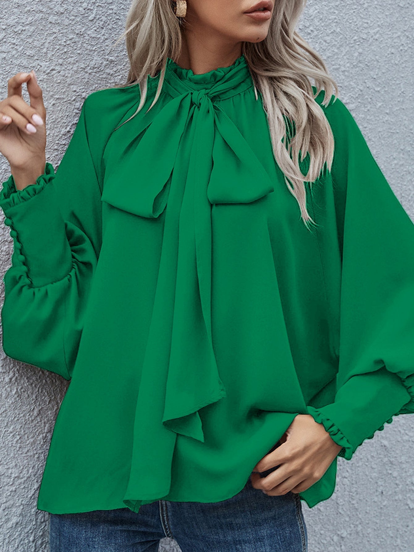 Dames Blouse Strikdetail Elegante Stijl Chique Katoen