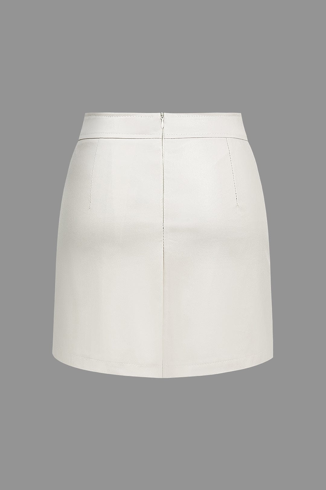 Kort Leer Minirok Asymmetrisch Met Zijsplit